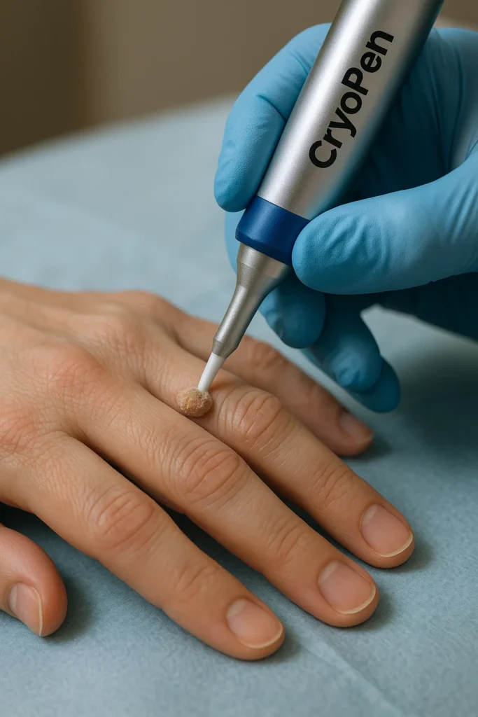 example of cryopen wart removal Dunchurch treatment on a persons finger