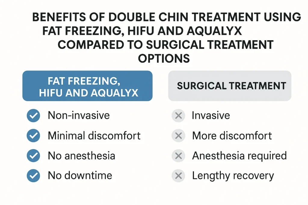 Graphic about the benefits of double chin treatment Dunchurch - from LA LIPO