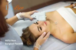 Woman having Hi-Fu to reduce wrinkles Dunchurch.