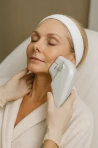 Woman receiving HIFU non surgical facelift treatment Dunchurch