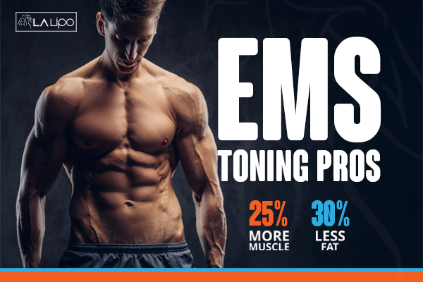 Graphic of man with toned body showing the benefits of LA-EMS Body Sculpting Dunchurch treatment