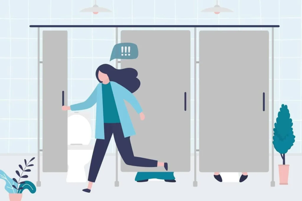 graphic of Urine incontinence Dunchurch woman running to the toilet.