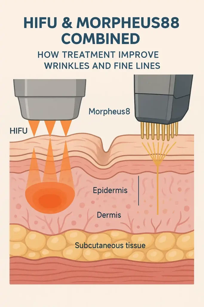 Diagram showing HIFU & Morpeus8 Dunchurch and the benefits for reduction in wrinkles and fine lines