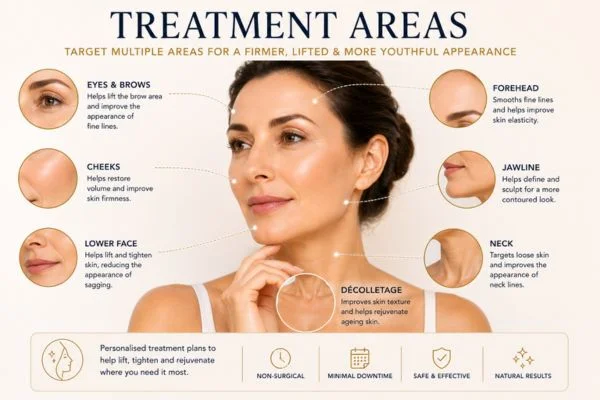 Areas of treatment for the ultimate lift tighten treatment Dunchurch